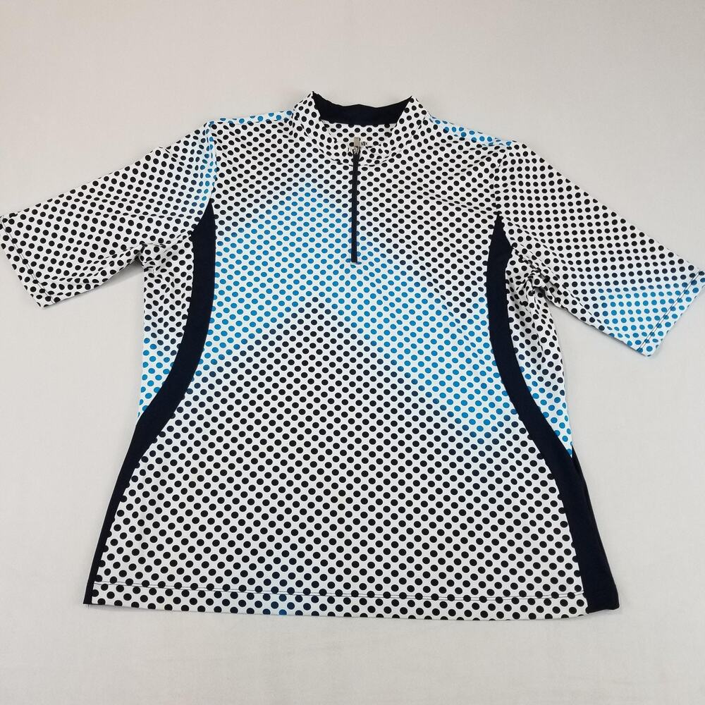 Tail Golf Shirt Womens XXL Blue White Polka Dot 1/4 Zip Stretch Activewear - Picture 2 of 8